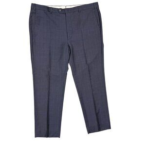 J. Hilburn Dress Pants Wool Trousers Windowpane Blue Portugal 40x30